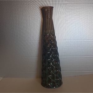 Ceramic Glazed Vase, Green, Beige, Blue in waterfall drip pattern